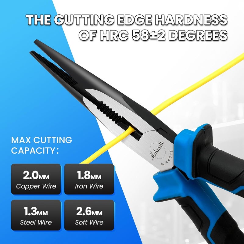 mshandto Needle Nose Pliers, 8" Long Nose Pliers for Wire Bending, High Carbon Steel Needle Nose Plier, Serrated Jaw Pliers for Jewelry Making, Electronics Repair, Object Grasping, Craft Making - Image 5